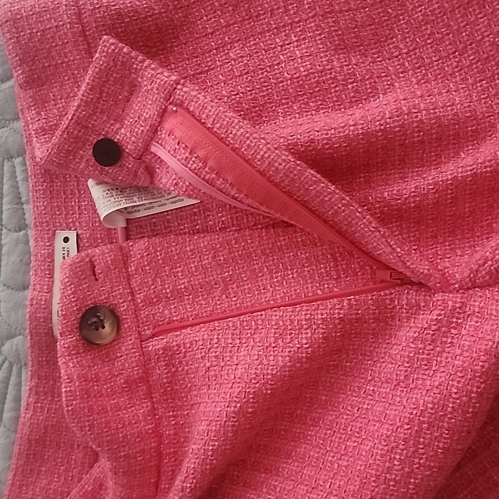 Zara Cropped Fit Tweed Textured Wide Leg Pants Pink Size Medium - Picture 10 of 10